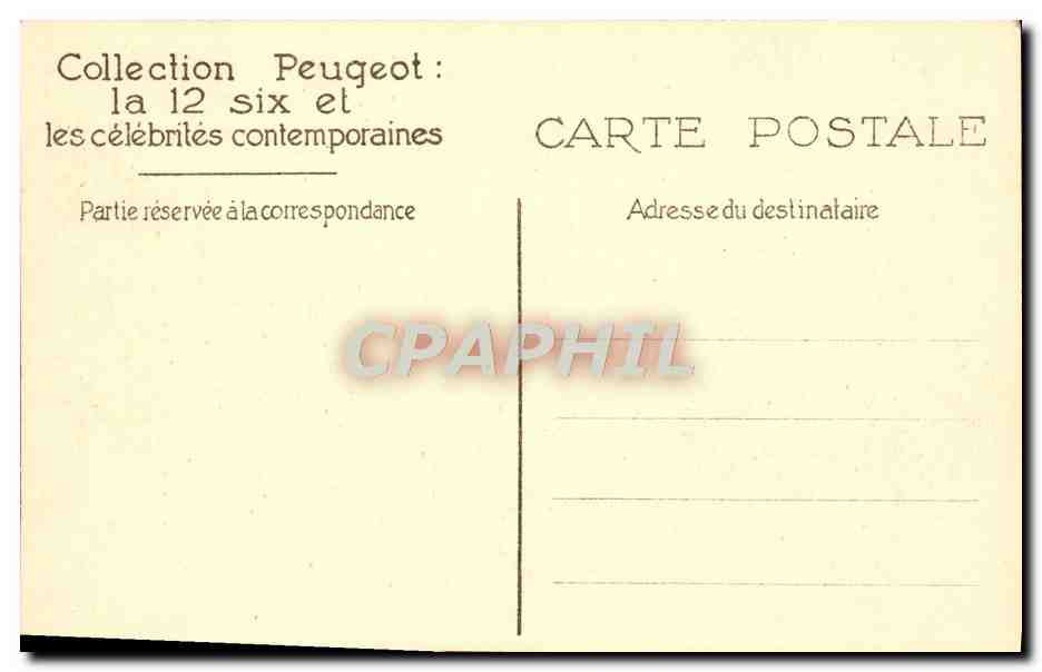CPA Peugeot Parisys Automobile  — Verso