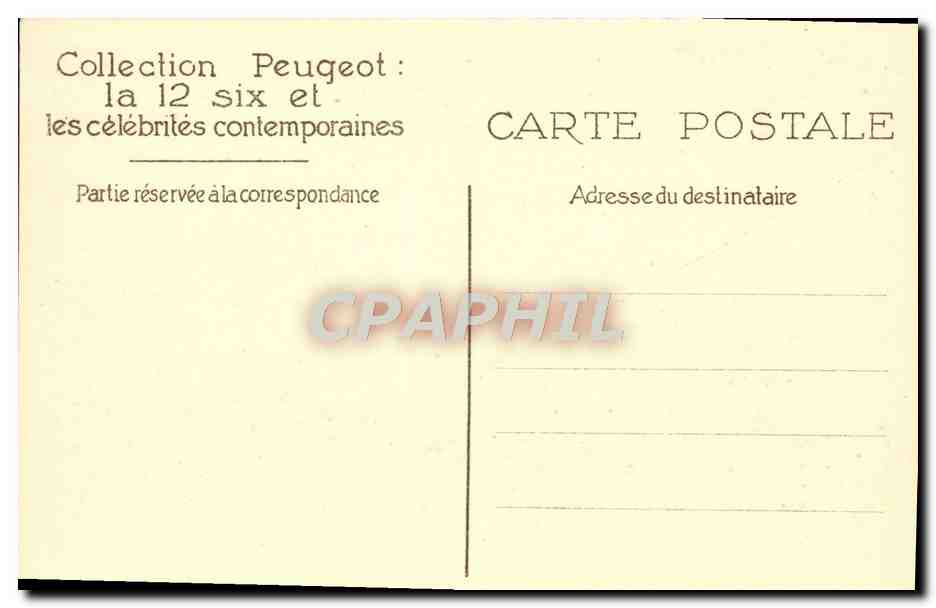 CPA Peugeot Yolande Laffon Automobile  — Verso