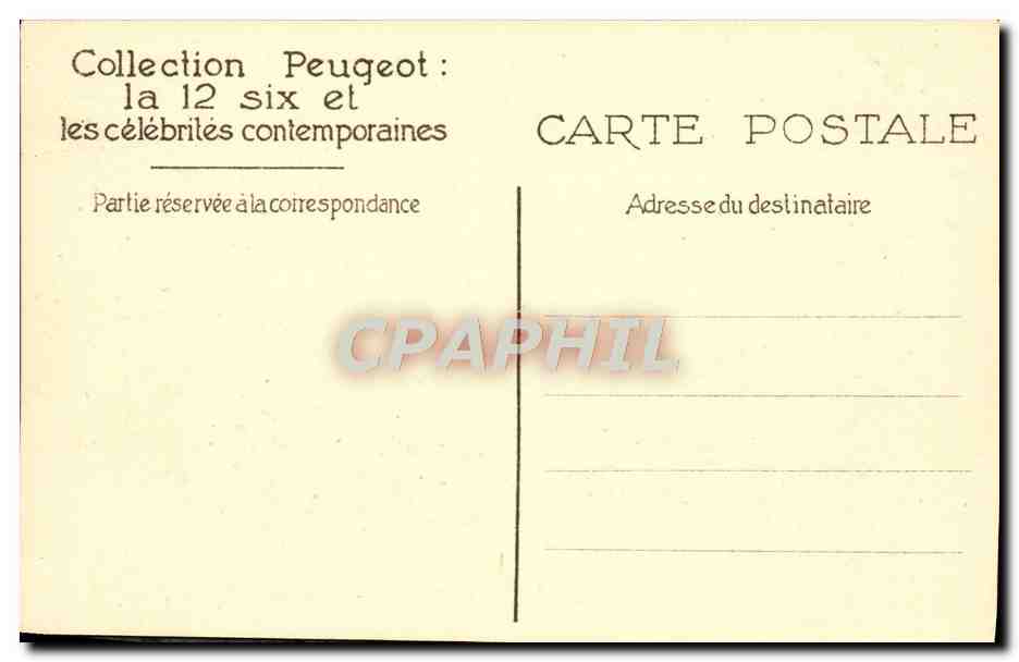 CPA Peugeot Marie Glory Automobile  — Verso