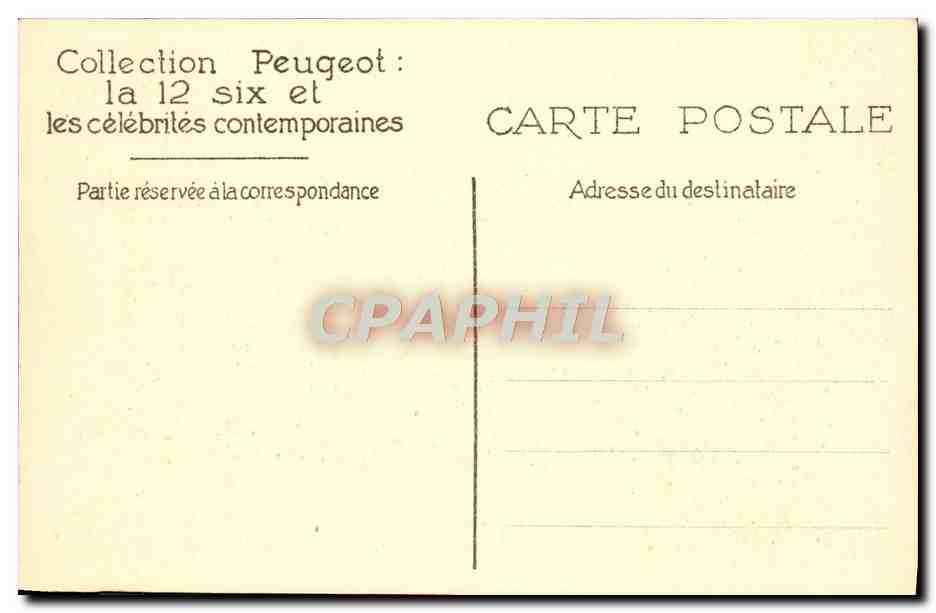 CPA Peugeot Renee Devillers Automobile  — Verso
