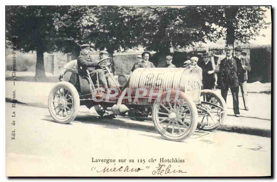 CPA Automobile Lavergne sur sa 125 chevaux Hotchkiss