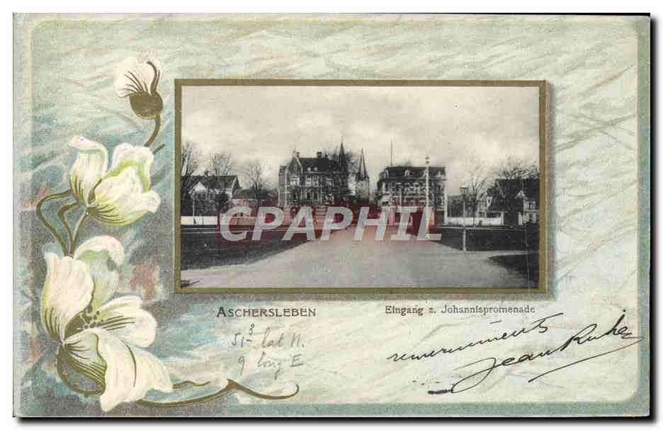 Aschersleben — Eingang zur Johannispromenade — Verlag von Friedr. Lange, Aschersleben, Nr. 5034
