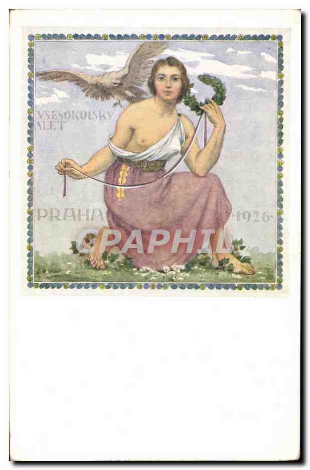CPA Illustrateur Dopisnice Prageu Praha 1926 Aigle