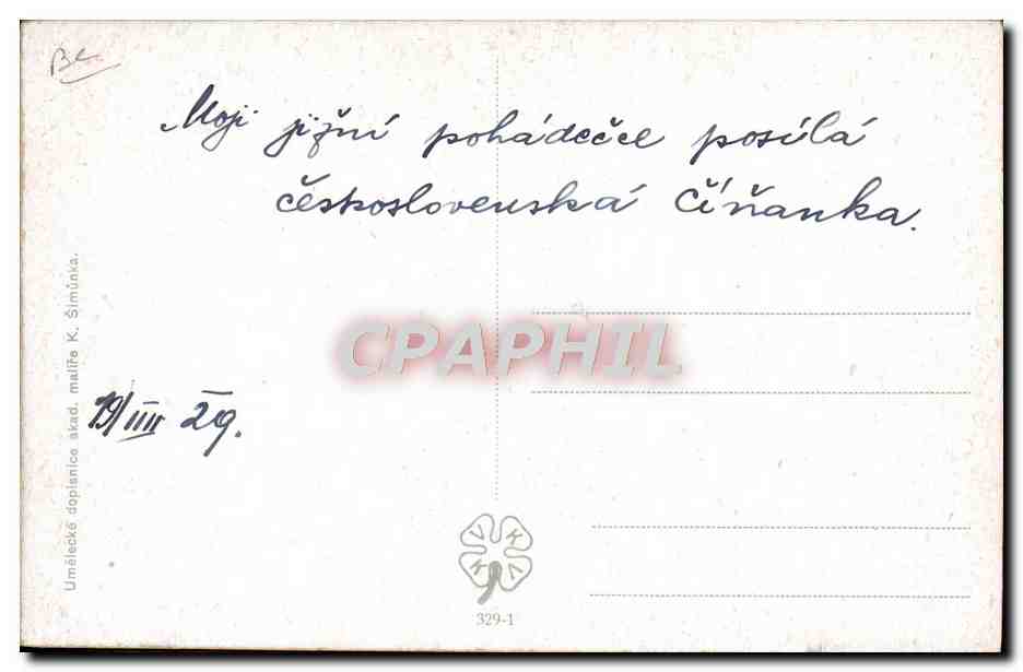 CPA Illustrateur Silou Lva Vzeletem Sokola Lion Aigle  — Verso