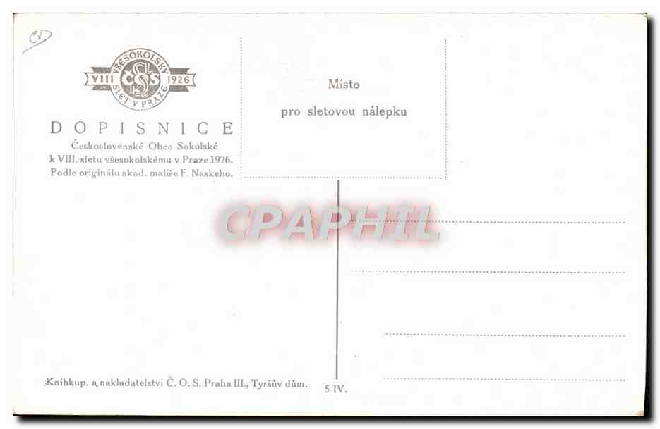 CPA Illustrateur Praha Prague 1926 Dopisnice  — Verso