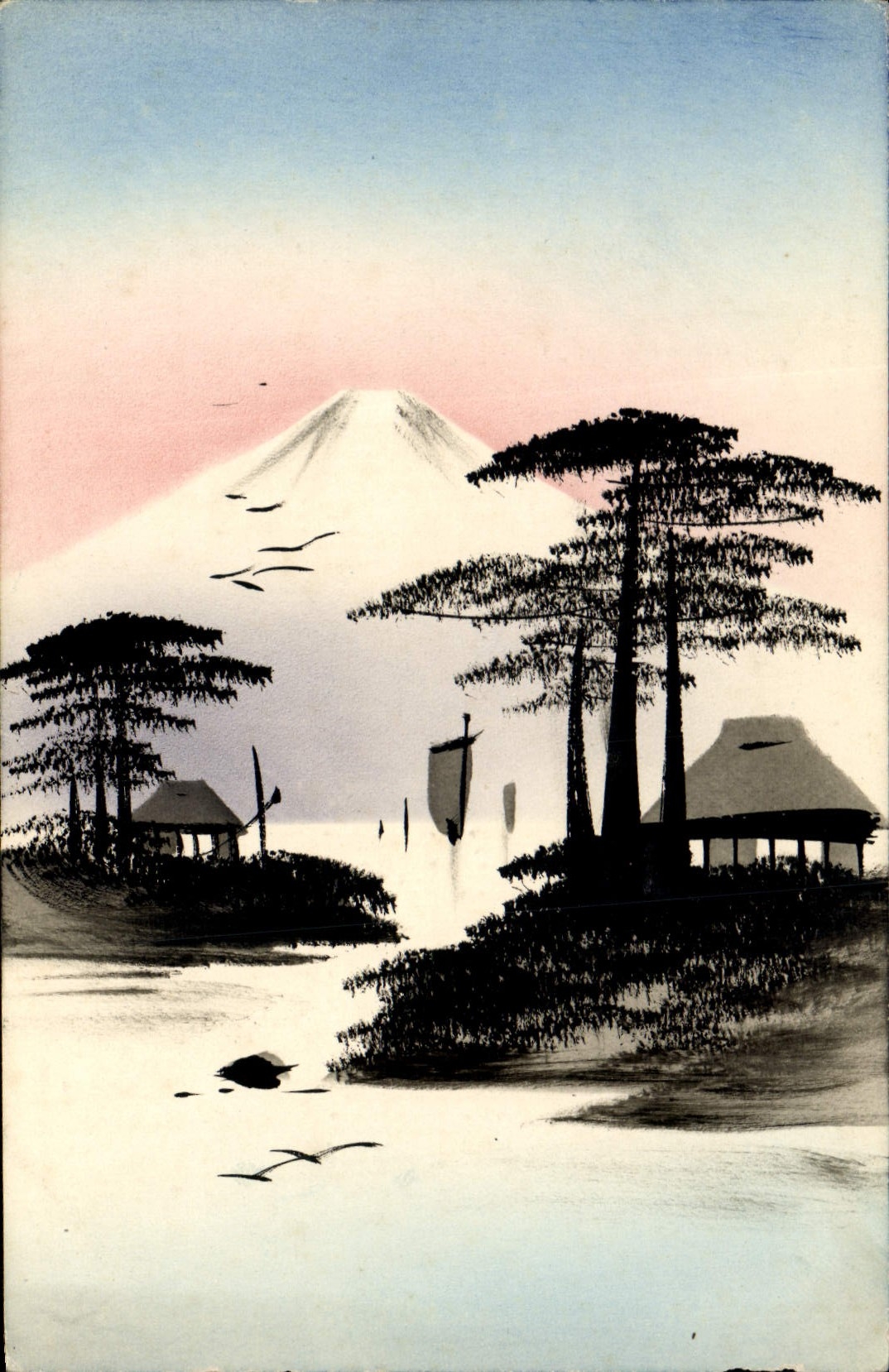 Mount Fuji — Landschaft bei Sonnenuntergang — Maison Paul Chaffanjon & Cie, Tonkin