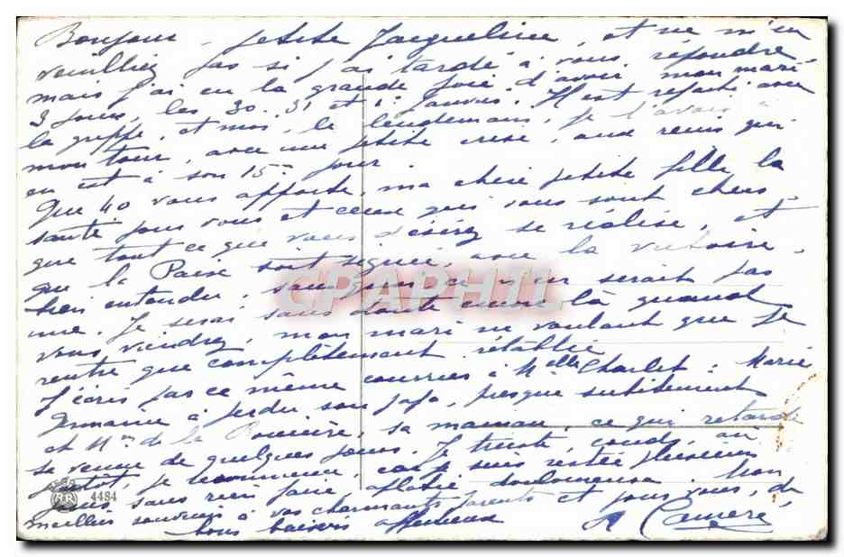 Schneegnommen-Szene — Frohe Neujahr — Verlag nicht sichtbar — Rückseite