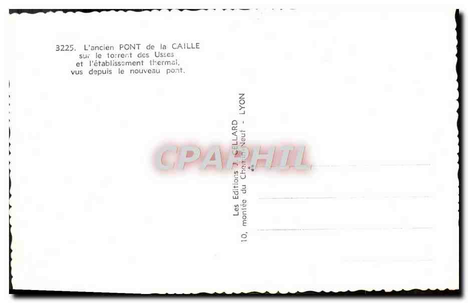 Pont de la Caille — Usse — Éditeur J. Cellard, Lyon — Verso