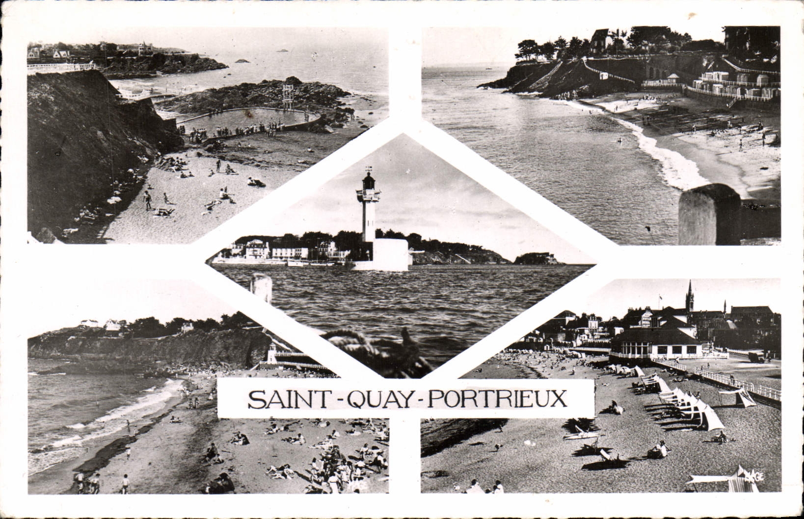 Saint-Quay-Portrieux — vue panoramique de la plage et du phare — éditeur Galy, n° de série non visible - Anverso