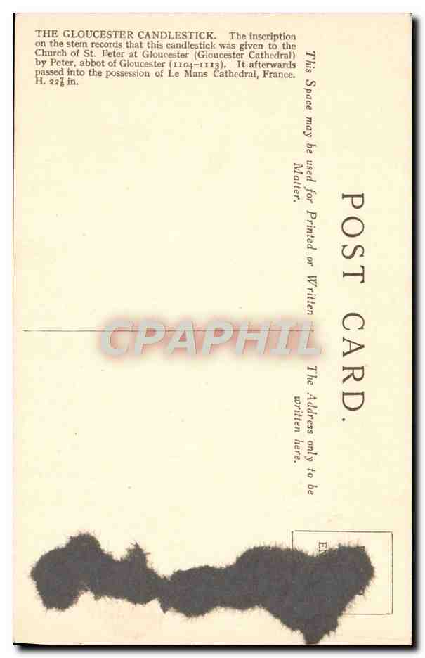 CPA Victoria And Albert Museum The Gloucester Candlestick  — Verso