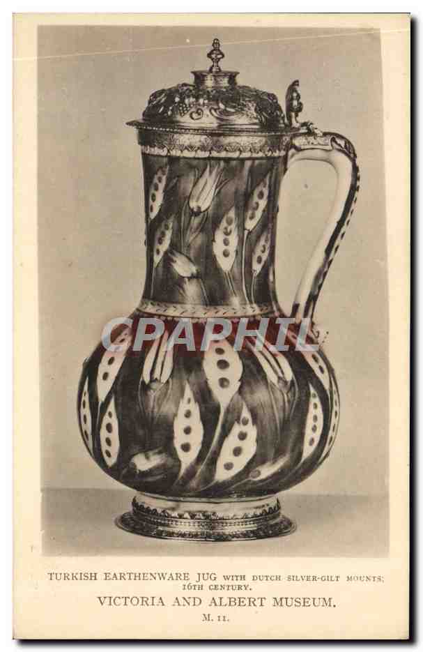 CPA Turkish Earthenware Jug With Dutch Silver Gilt Mounts Victoria and Albert museum