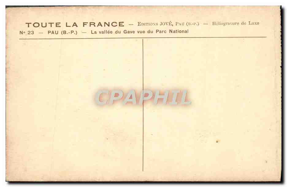 CPA Pau La Vallee du Gave du Parc National — Verso