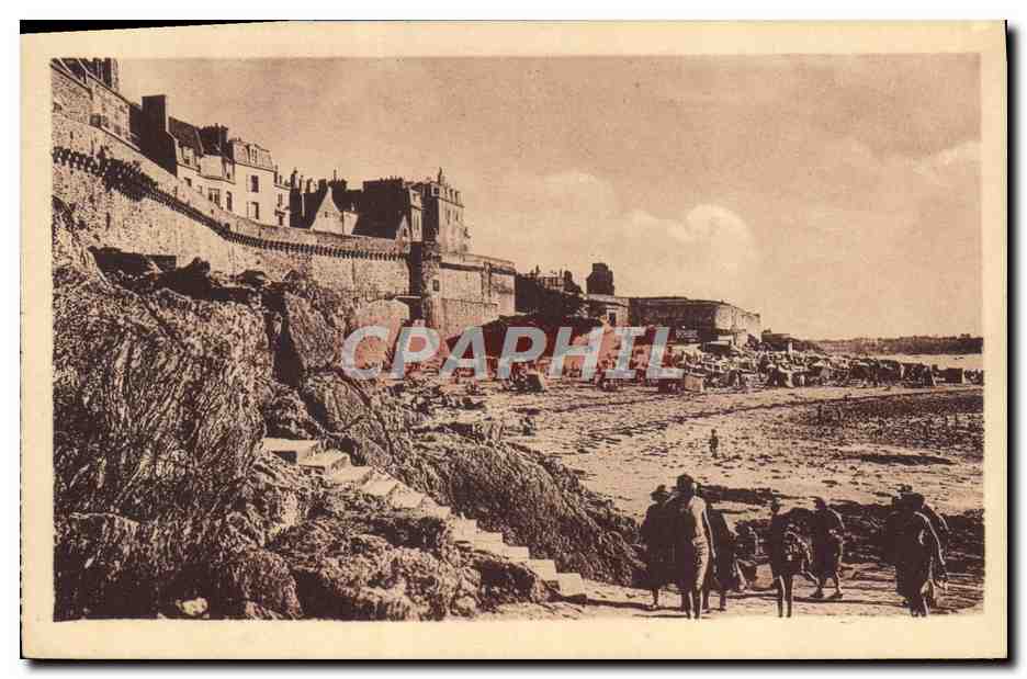 Les Remparts et la Plage Bon-Secours — Saint-Malo — Éditeur : R. Le Tellier, Paris