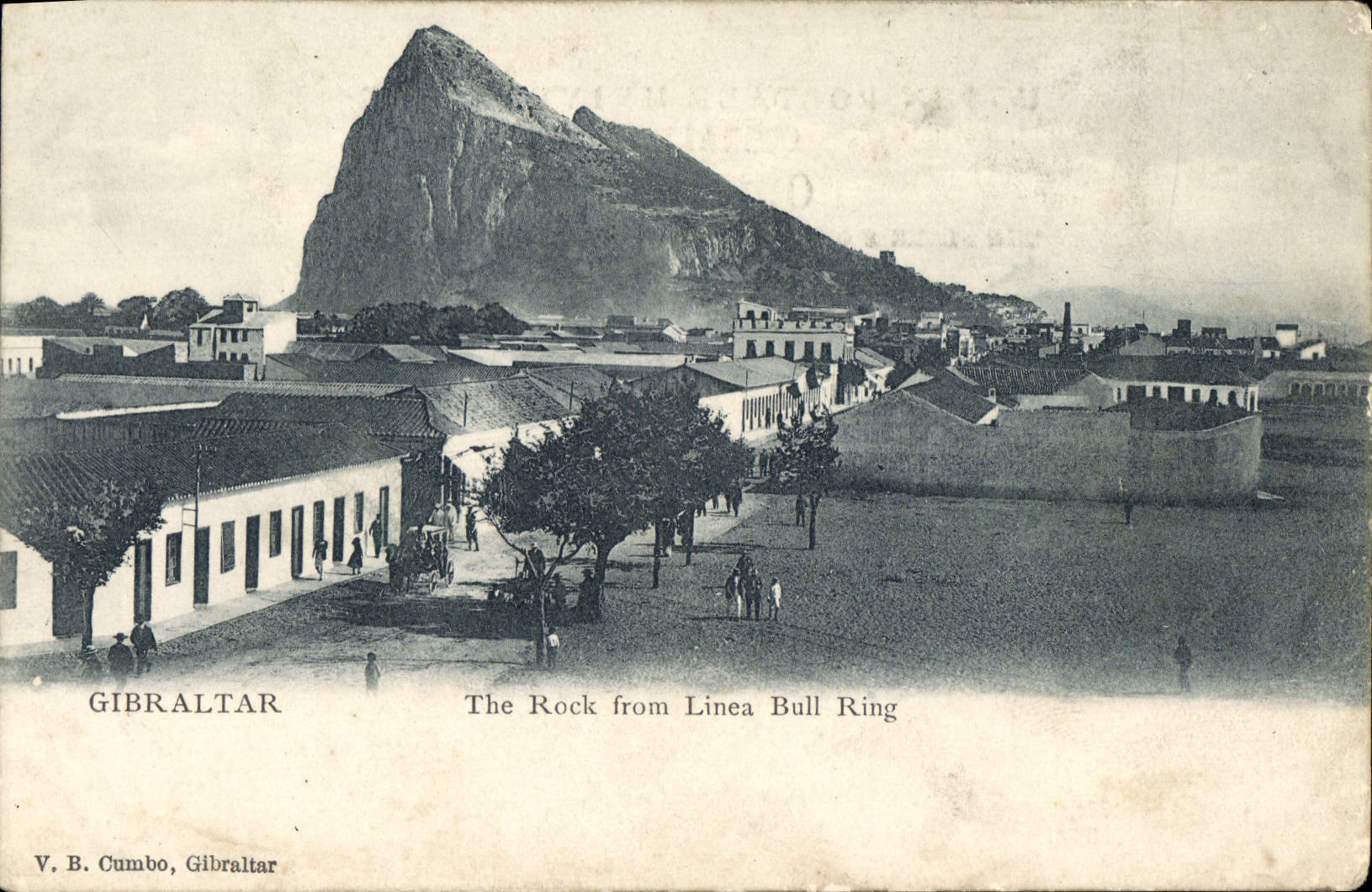 CPA Gibraltar The Rock From Linea Bull Ring