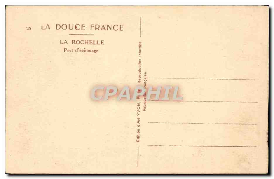 La Rochelle — Port d'échouage — Édition d'Art YVON — Verso
