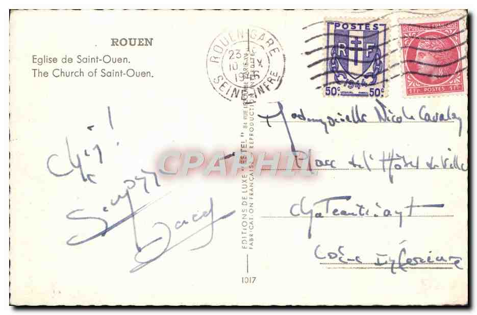 CPA Rouen Eglise de Saint Ouen — Verso