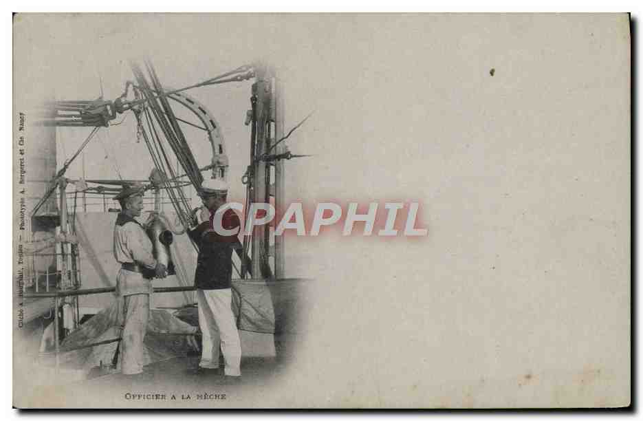 CPA Bateau Officier a la meche 