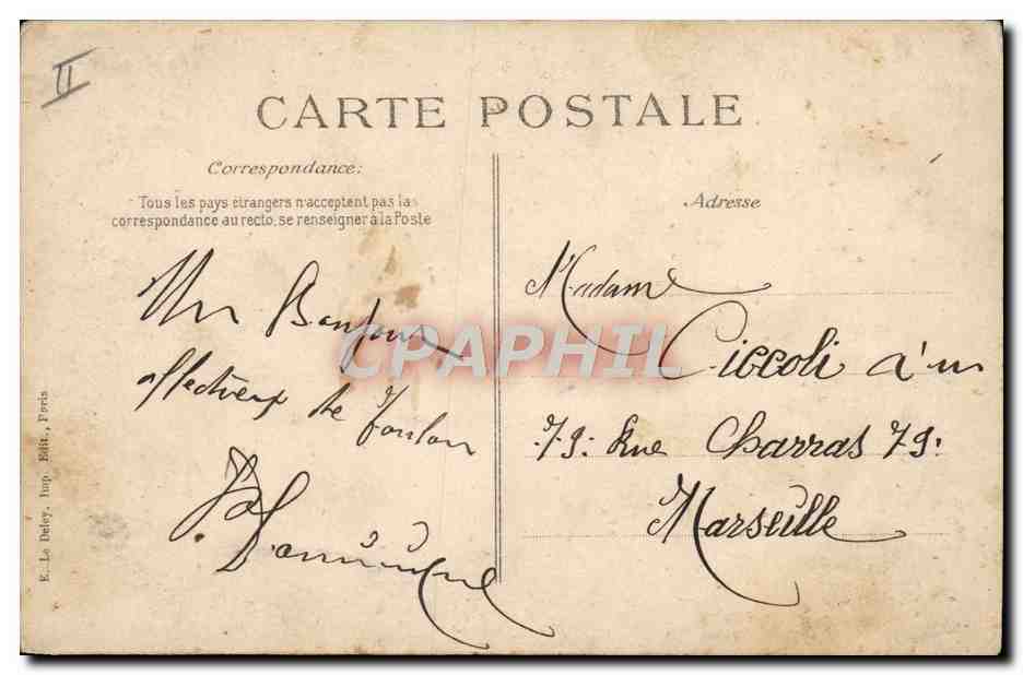 Catastrophe du "Liberté" — Les épaves — Le 25 Septembre 1911, à 5 h. 35 du matin, le "Liberté", navire de 14.868 tonnes, saute en Rade de Toulon, faisant environ 400 victimes — Éditeur E. Le Dely, Toulon — Verso