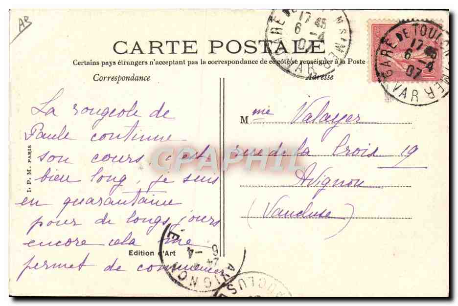 Marine — La Timonerie Interprète un Signal à bras — Ph. d'Armes, Toulon, n°98 — Verso