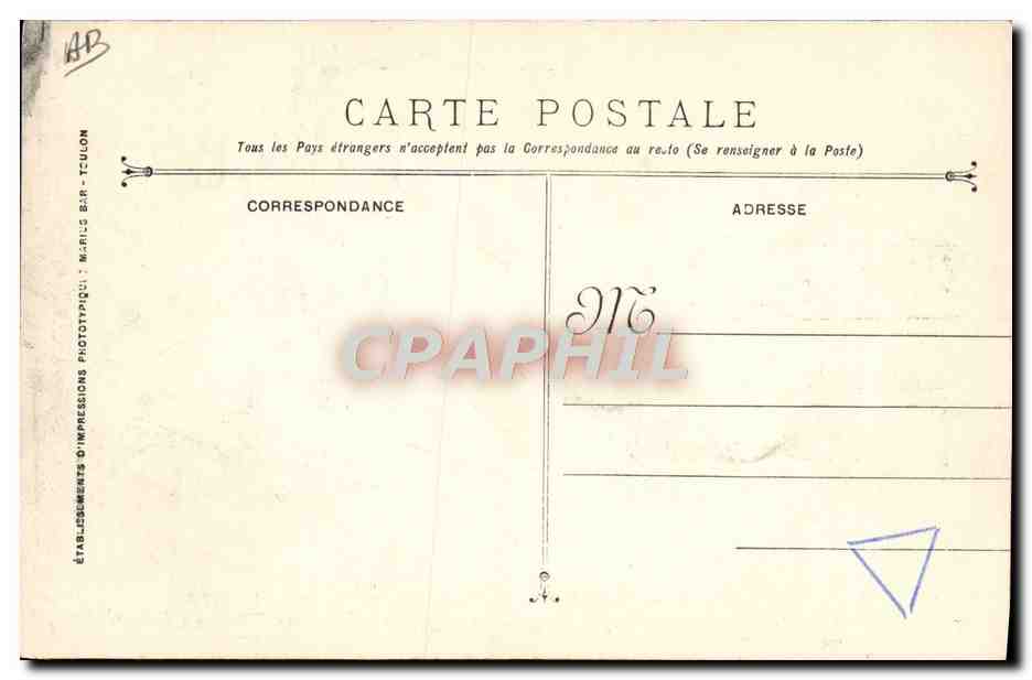 Funérailles des victimes de l'Explosion du Cuirassé LIBERTE — Arsenal de Terre — Éditeur M. RICS - Tculon, n°16 — Verso