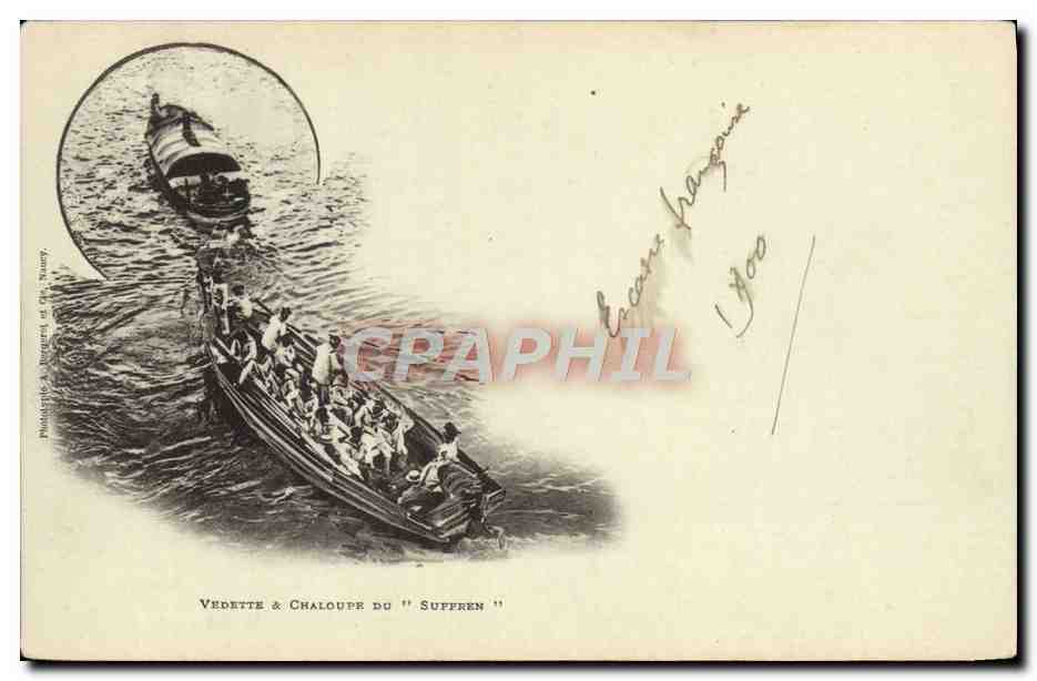 CPA Bateau Vedette et chaloupe du Suffren