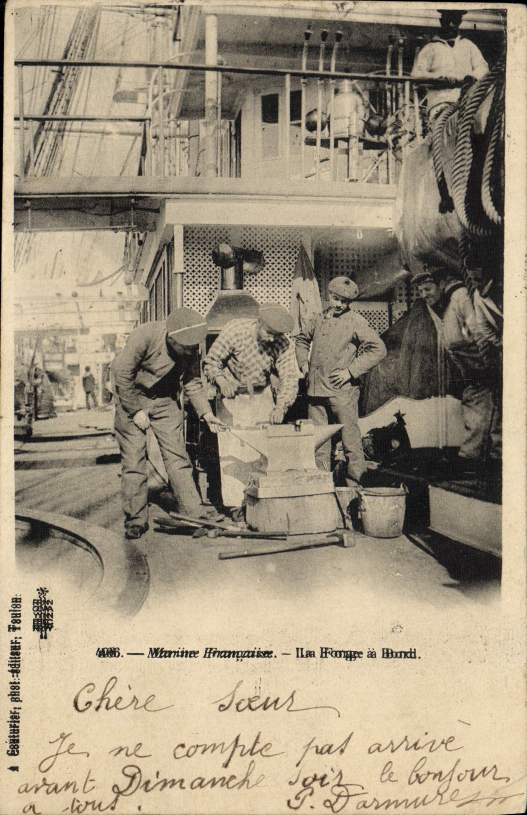 Fonderie à Brest — Marine Française — éditeur Gouinier, n°4086 - Anverso