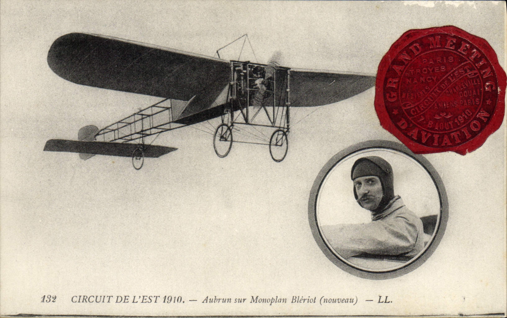 CPA Avion Aviation Circuit de l'Est 1910 Aubrun sur Monoplan Bleriot 