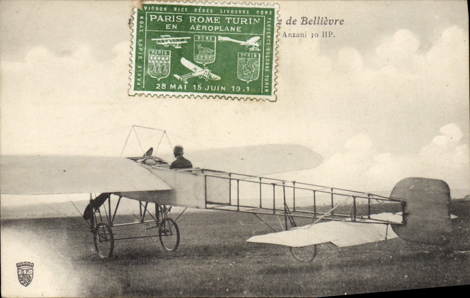 Avion Anzani 30 HP — Paris à Rome en aéroplane — éditeur Vignon, n° de série non visible