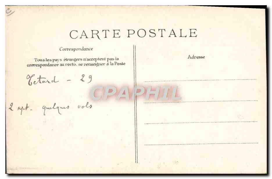 CPA Avion Aviation Tetard sur biplan Sommer  — Verso