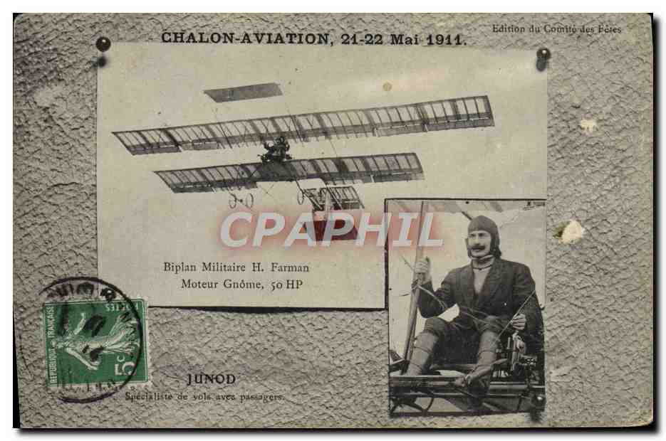 CPA Avion Aviation Chalon Aviation 21 22 mai 1911 Biplan militaire h Farman Moteur Gnome Junod 