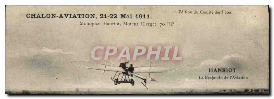 Chalon-Aviation, 21-22 Mai 1911 — Monoplan Hanriot, Moteur Clerget, 70 HP — Édition du Comité des Fêtes