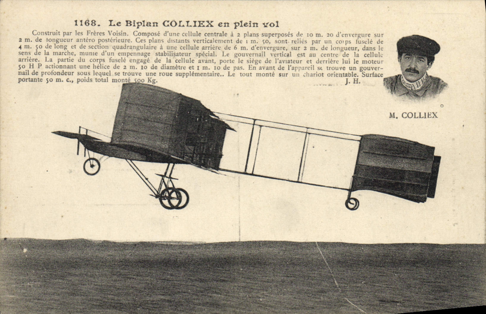 CPA Avion Aviation Biplan Colliex en plein vol 
