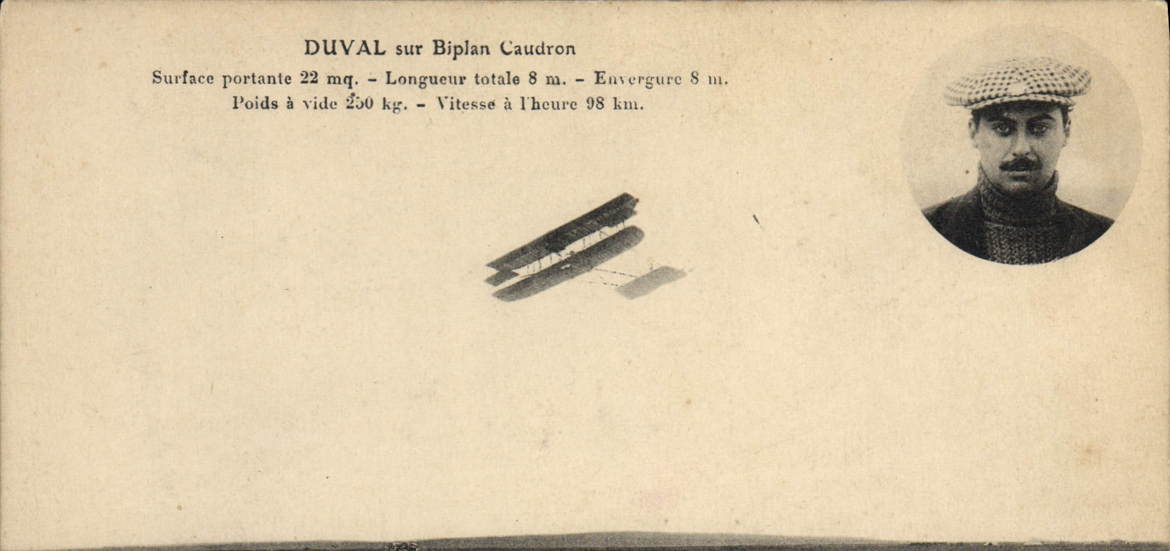 CPA Avion Aviation Duval sur biplan Caudron