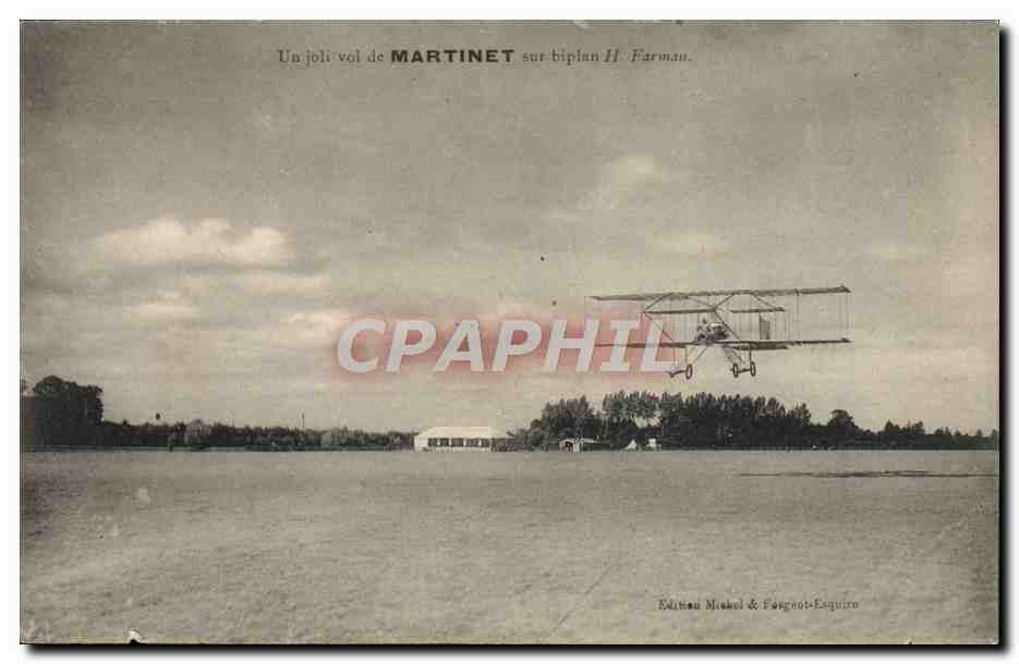 CPA Avion Aviation Un joli vol de Martinet sur biplan H Farman