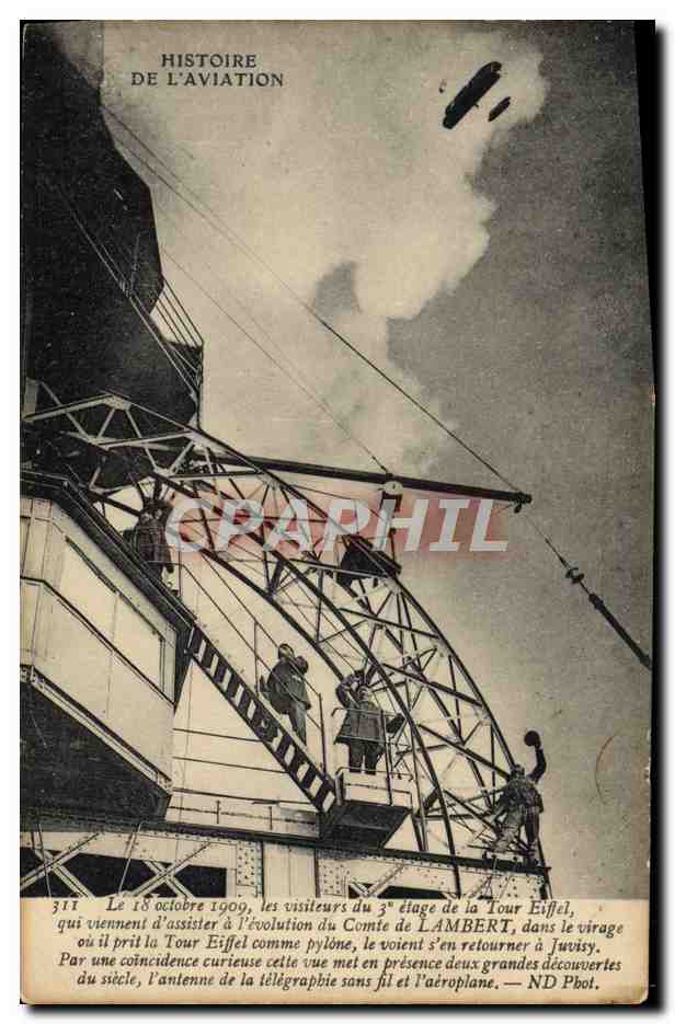 CPA Avion Aviation Tour Eiffel Comte de Lambert Paris 