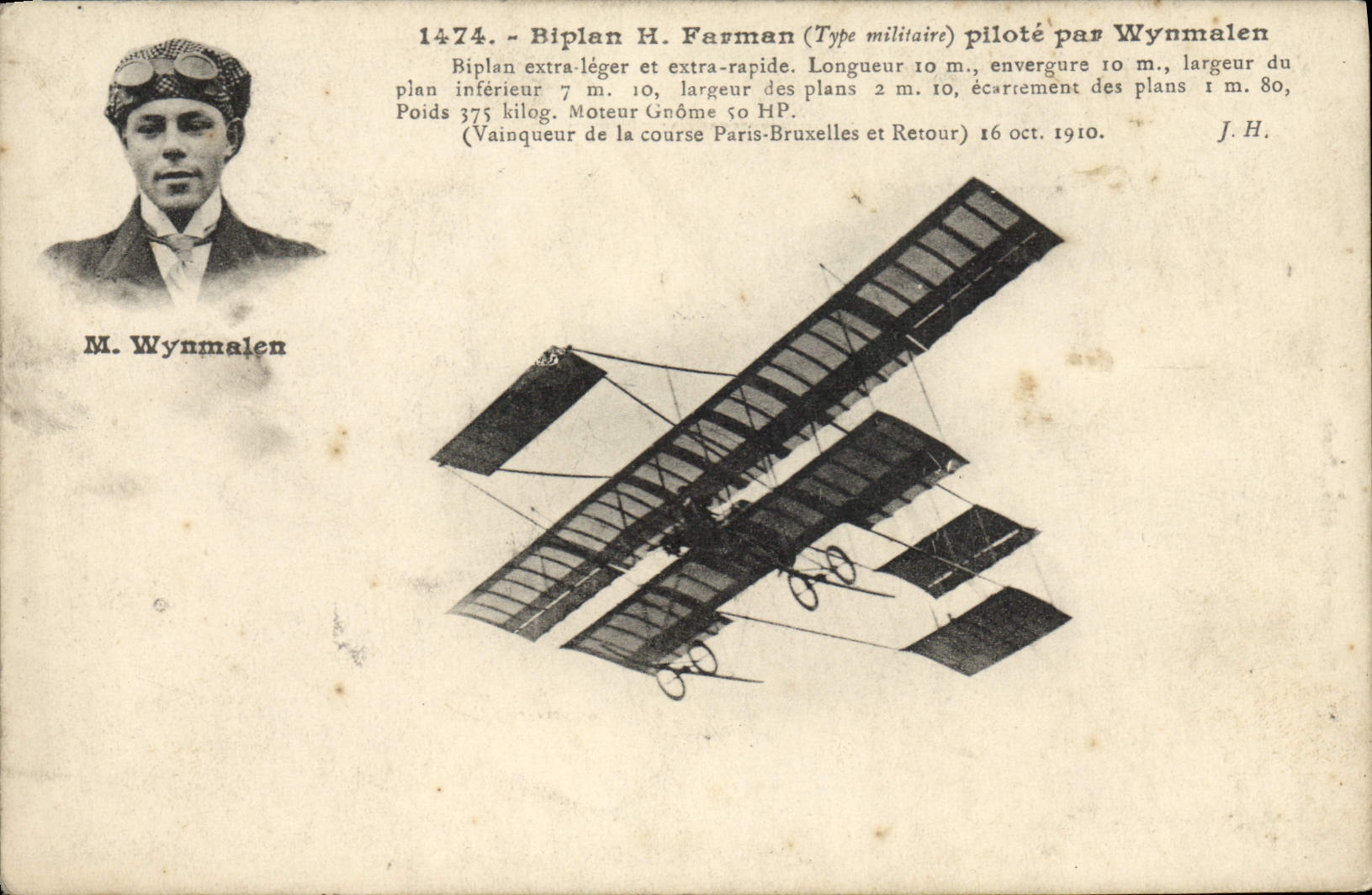 CPA Avion Aviation Biplan H Farman pilote par Wynmalen