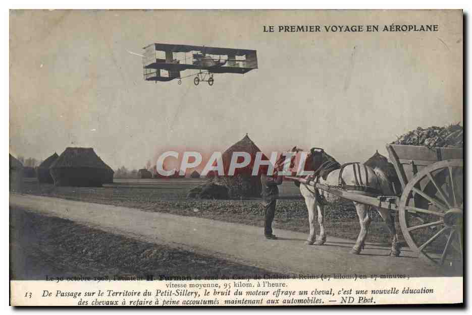 CPA Avion Aviation Le premier voyage en aeroplane Territoire du petit Sillery 