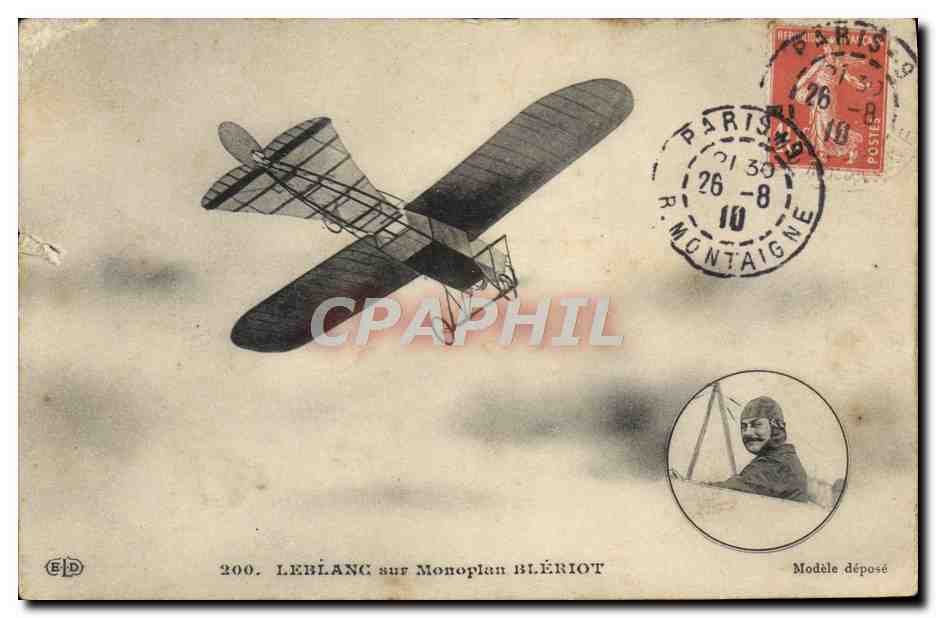 CPA Avion Aviation Leblanc sur monoplan Bleriot 