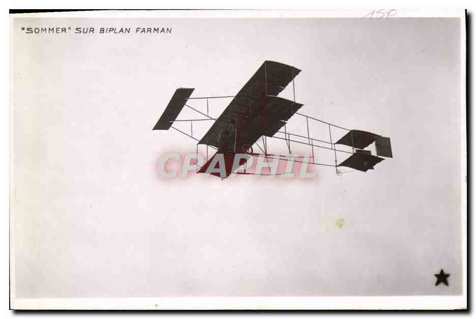CPA Avion Aviation Sommer sur biplan Farman