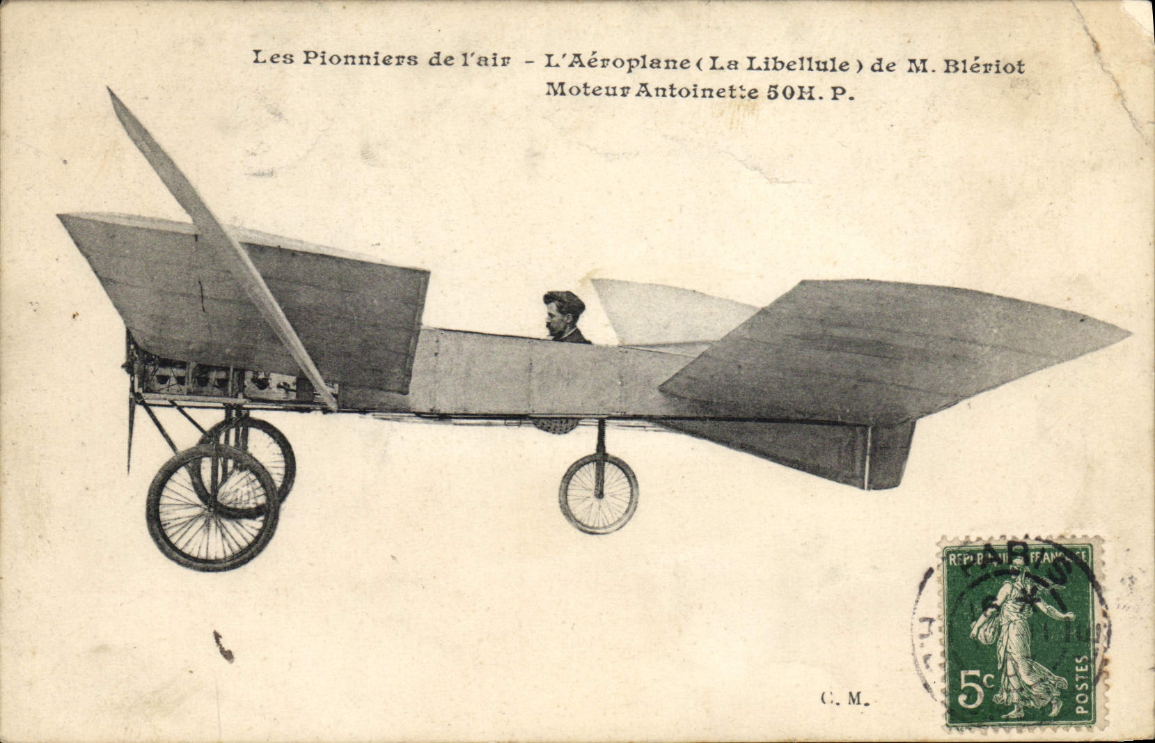 L'Aéroplane (La Libellule) de M. Blériot — Moteur Antoinette 50H.P. — C. M.