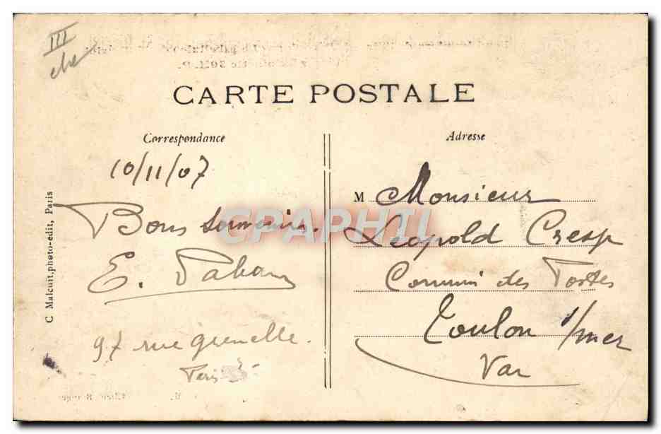 L'Aéroplane (La Libellule) de M. Blériot — Moteur Antoinette 50H.P. — C. M. — Back