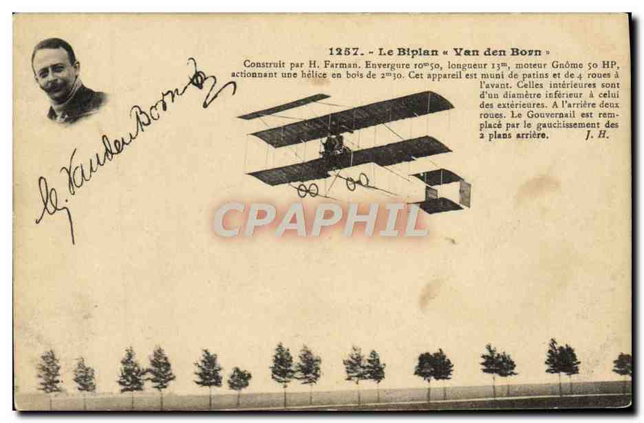 CPA Avion Aviation Le biplan Ven den Born 