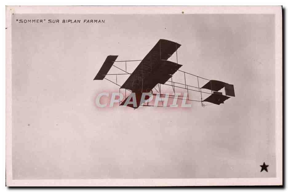 CPA Avion Aviation Sommer sur biplan Farman