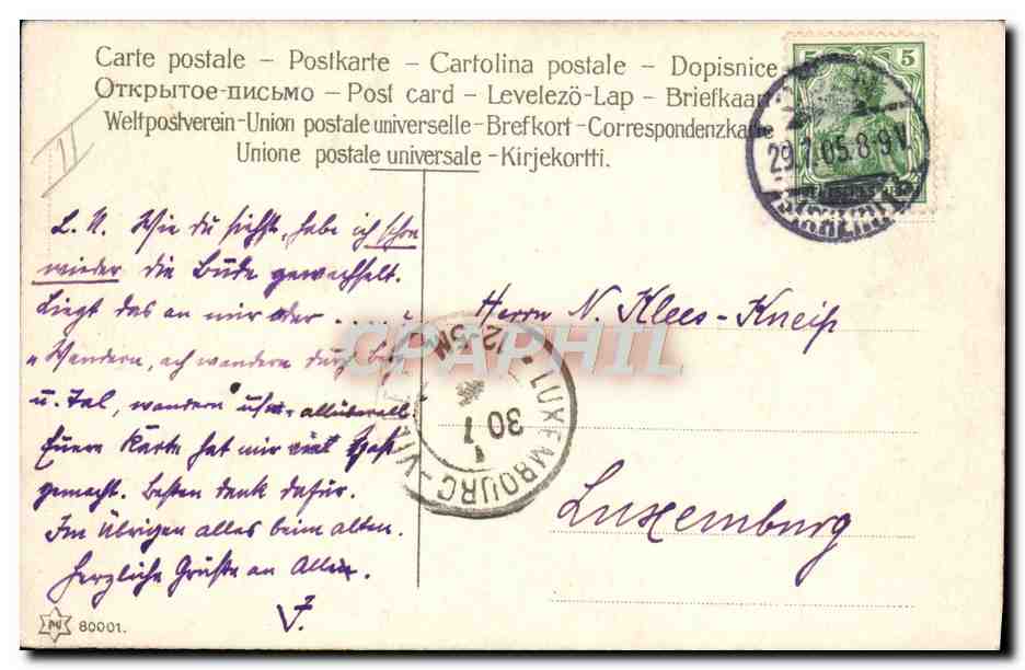CPA Fantaisie Illustrateur Neue adresse Horloge  — Rückseite