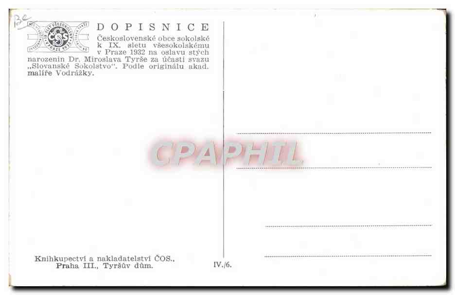CPA Fantaisie Illustrateur Dr Miroslava Tyrse 1932 Aigle Dopisnice — Rückseite