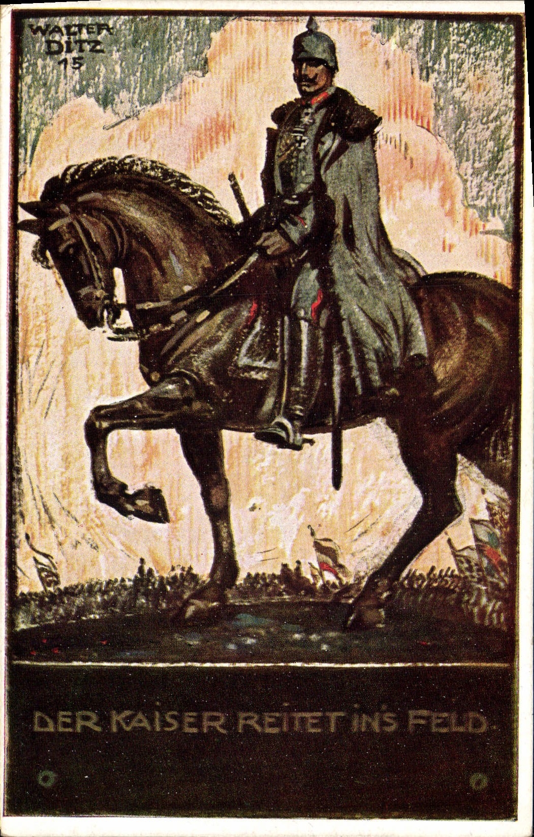 CPA Fantaisie Illustrateur Der Kaiser Reitet ins Feld