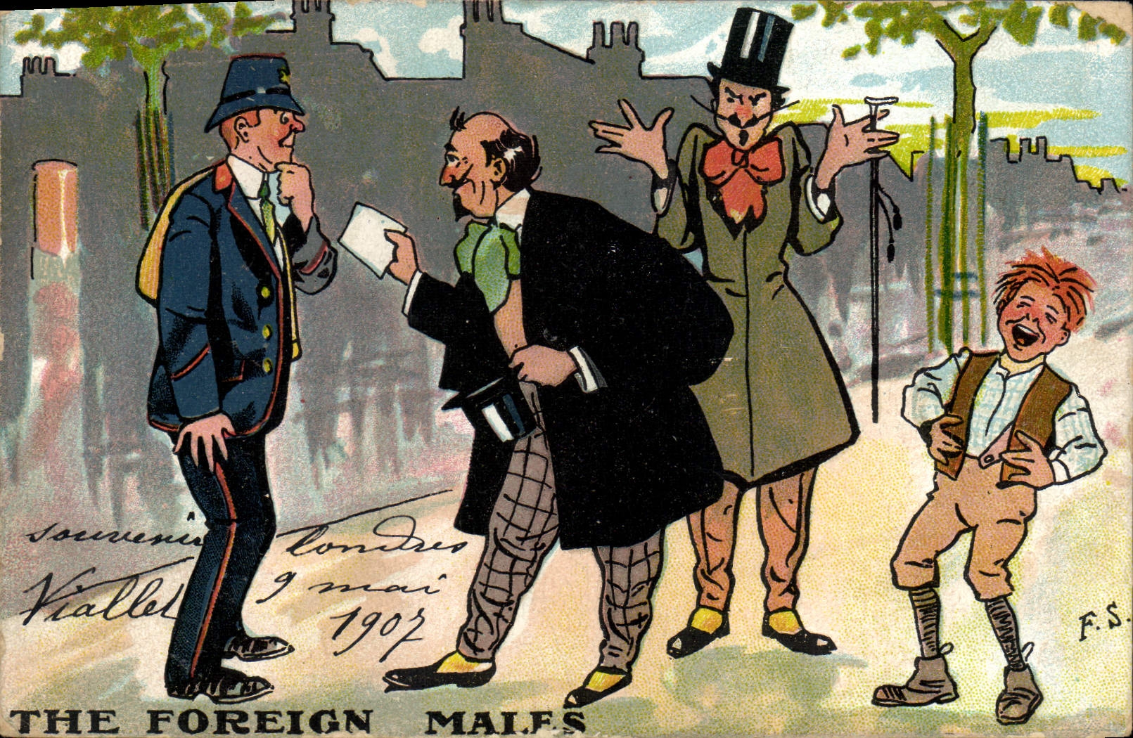 CPA Fantaisie Illustrateur The foreign Males 