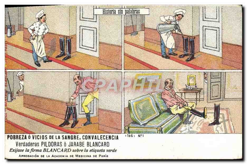 CPA Fantaisie Illustrateur Historia sin palabras Bertaut Blanchard Pilules a l'iodure 