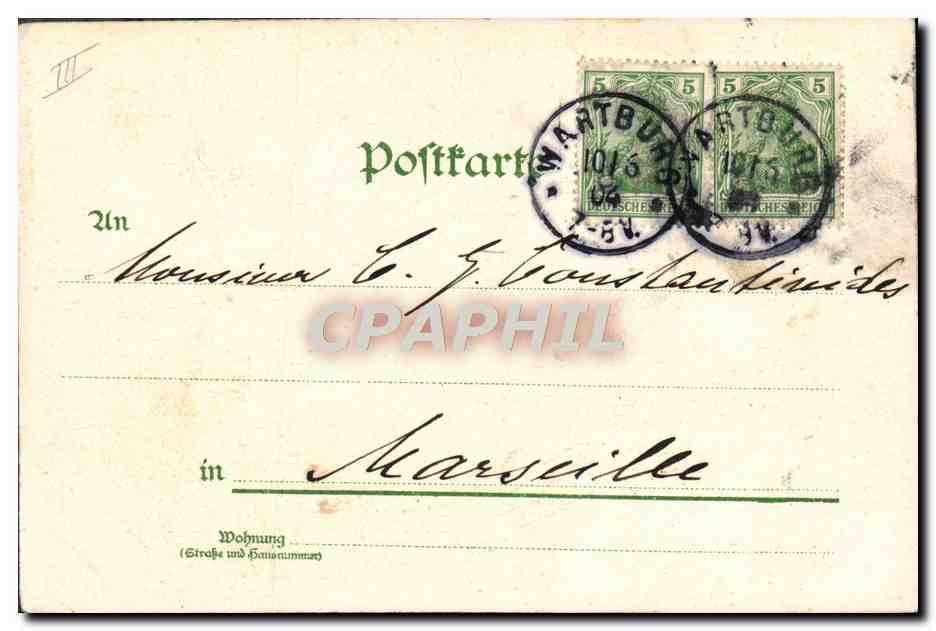 Château de Wartburg — vue panoramique — éditeur HUBERTSBAUER, n° 353 — Reverso