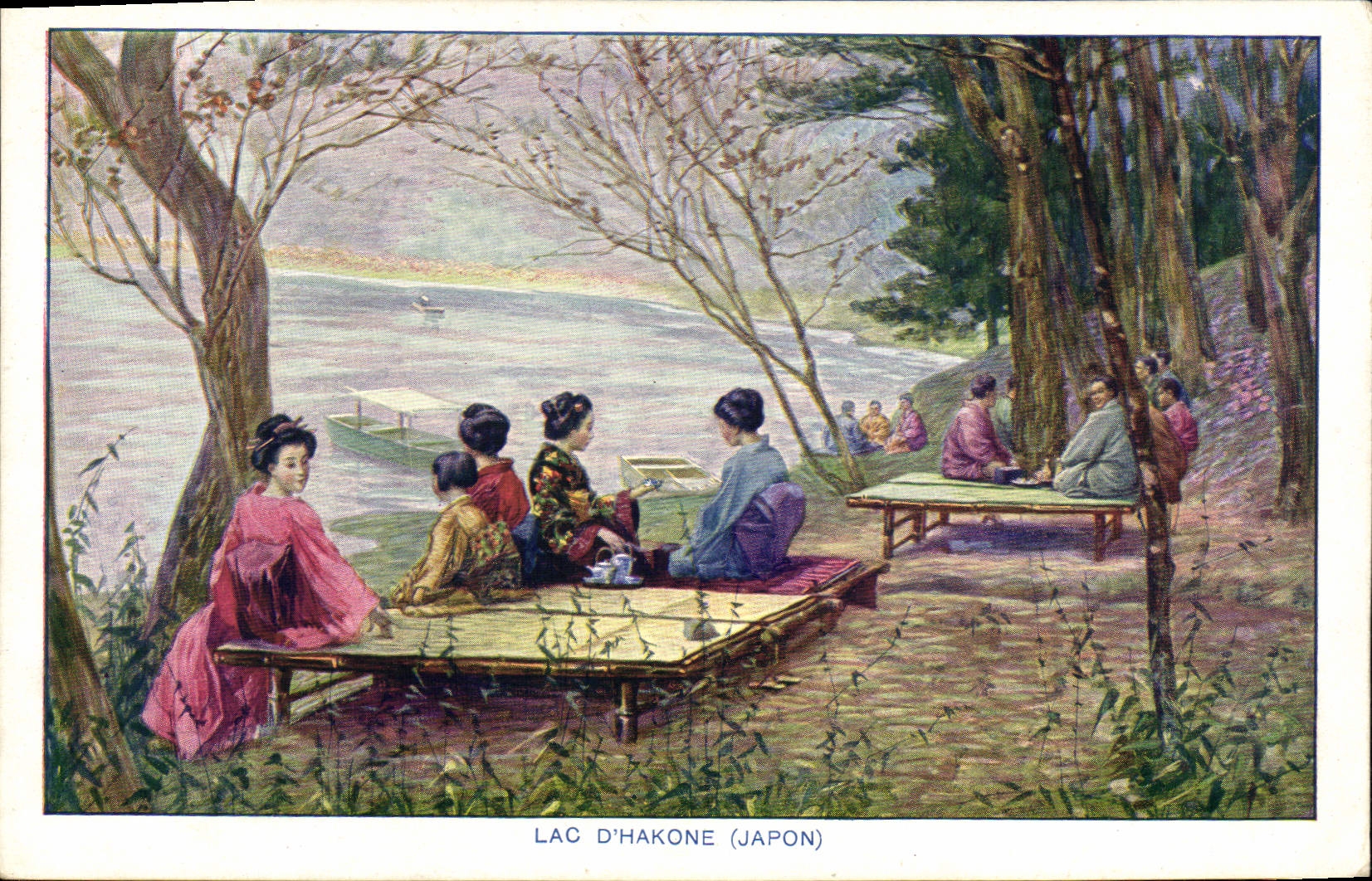 CPA Japon Nippon Lac d'Hakone Femmes Folklore